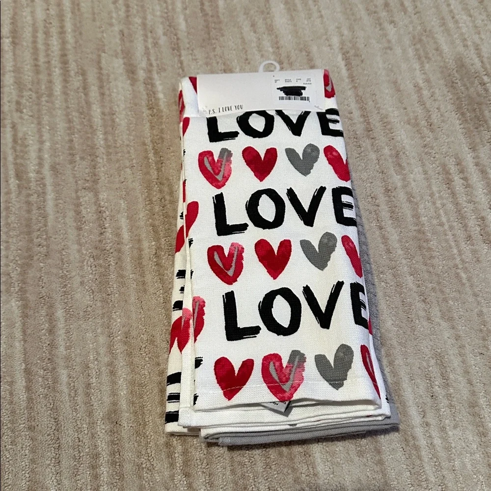 LA CUISINE KASSATEX Kitchen Towels Set of 3 Love Print 16 X 26 NWT Dual Purpose